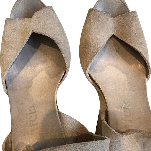 Pedro Garcia Gray Suede Leather Peep Toe Wedge Sandals, Sz EU 39 (US Sz 9) - Picture 12 of 14